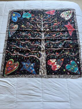 Colorful Tree of Life Patterned Silk Scarf